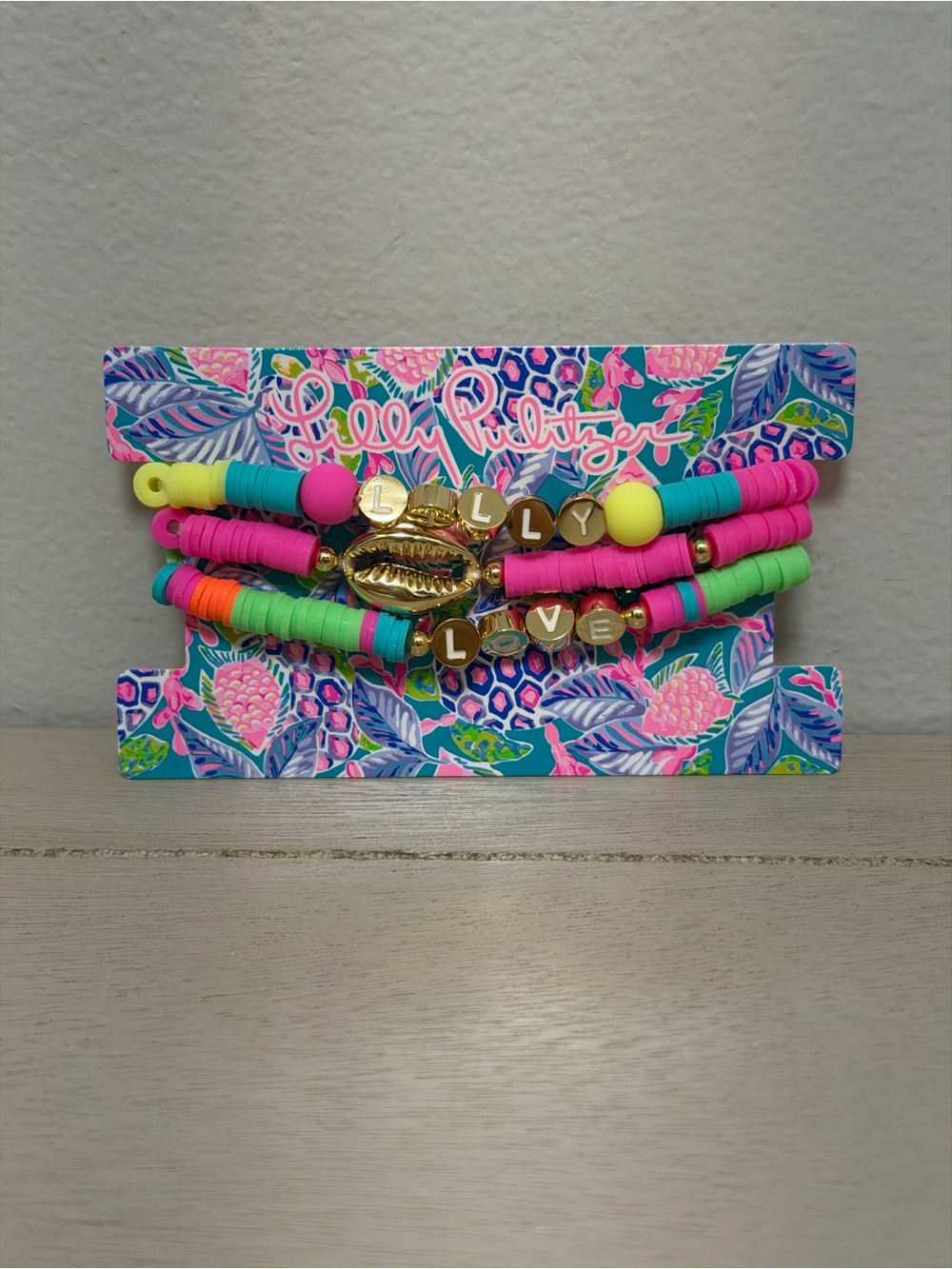 Lilly Pulitzer Neon Beaded Bracelet Set Multi Color Lilly Love Cowrie Shell NWT